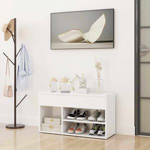 vidaXL Banc &agrave; chaussures Blanc 80x30x45 cm Bois d&rsquo;ing&eacute;nierie
