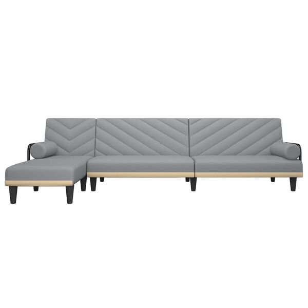 vidaXL Canap&eacute;-lit en forme de L gris clair 260x140x70 cm tissu