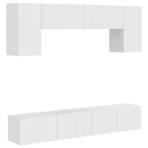 vidaXL Ensemble meuble TV 4 pcs Blanc brillant Bois d'ing&eacute;nierie