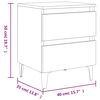 vidaXL Tables de chevet pieds en métal 2 pcs Chêne fumé 40x35x50 cm