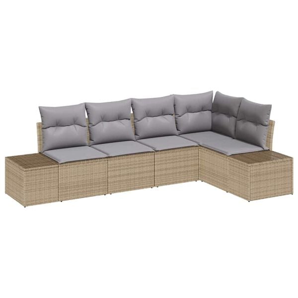 vidaXL Ensemble de canap&eacute; de jardin 5 pcs Beige et Gris clair
