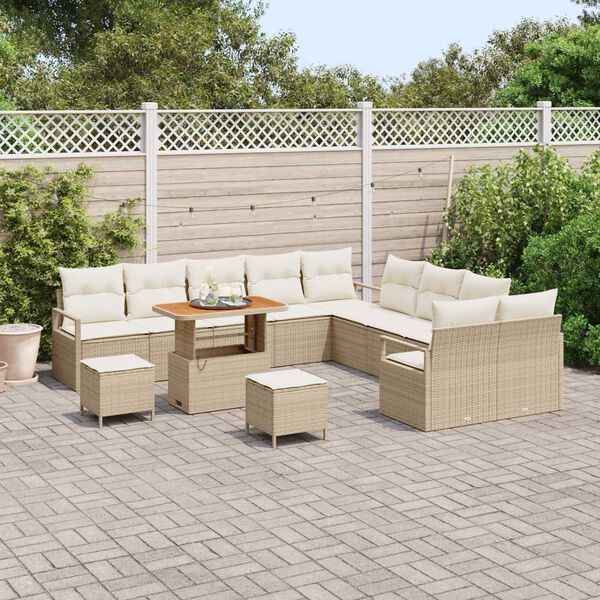 vidaXL Ensemble de canap&eacute; de jardin avec coussin 13 pcs Beige et cr&egrave;me