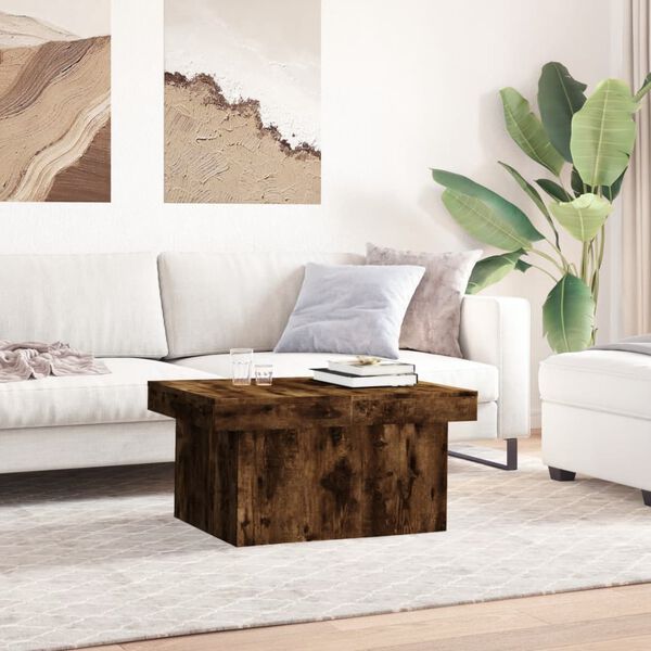 vidaXL Table basse ch&ecirc;ne fum&eacute; 80x55x40 cm bois d'ing&eacute;nierie