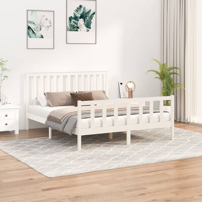 vidaXL Cadre de lit avec tête de lit blanc bois pin massif Très grand