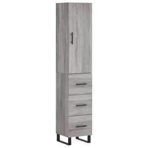 vidaXL Buffet haut Sonoma gris 34,5x34x180 cm Bois d'ing&eacute;nierie