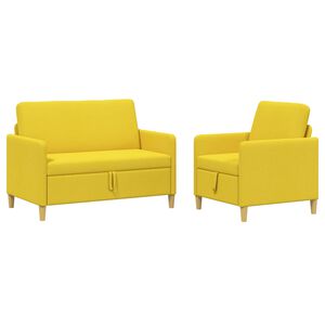 vidaXL Canap&eacute; avec rangement 2 pc 3 place Jaune clair Polyester