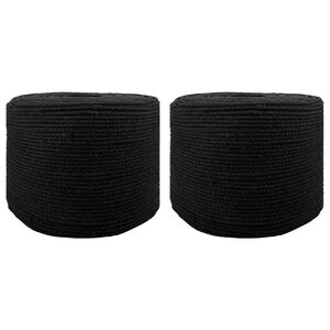 vidaXL Fil de coton 2 pc 2 mm 100 m Noir 100% Coton