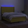 vidaXL Sommier &agrave; lattes de lit matelas et LED Vert 140x190 cm Tissu