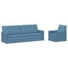 vidaXL Ensemble de Canap&eacute;s 2 pcs Bleu Tissu en velours c&ocirc;tel&eacute;