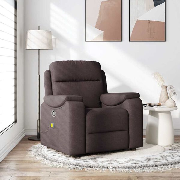 vidaXL Fauteuil de massage inclinable Marron foncé Tissu