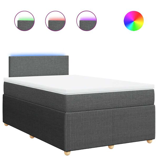 vidaXL Sommier &agrave; lattes de lit avec matelas Gris fonc&eacute; 120x200cm Tissu
