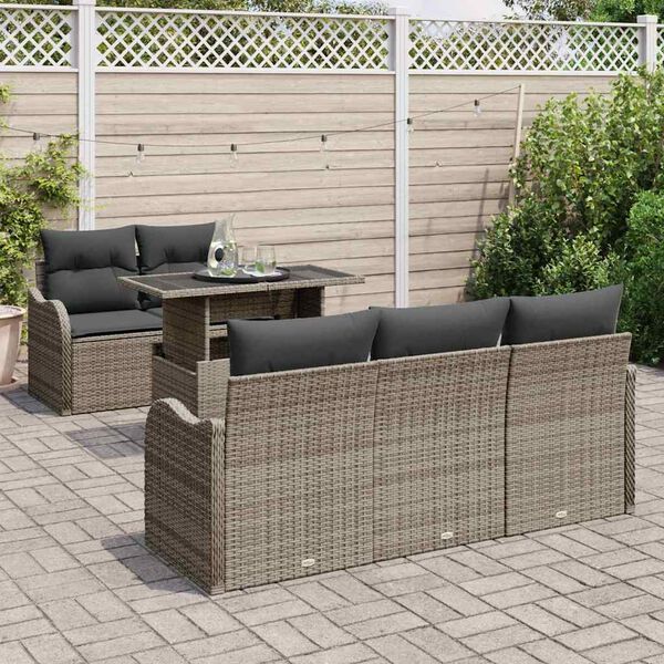 vidaXL Ensemble de canapé de jardin 6 pcs Gris Poly Rattan