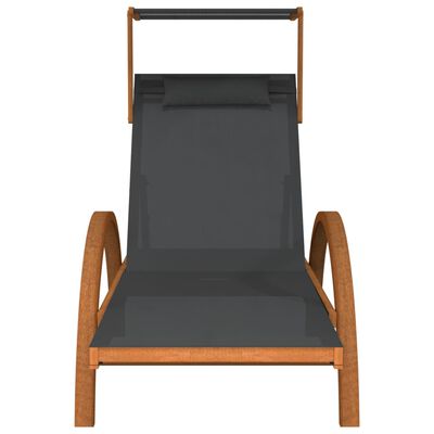 vidaXL Chaise longue avec auvent gris textilène/bois massif peuplier