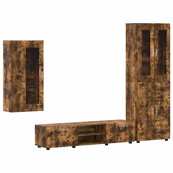 vidaXL Ensemble meuble TV avec tiroir Ch&ecirc;ne fum&eacute; Bois d'ing&eacute;nierie