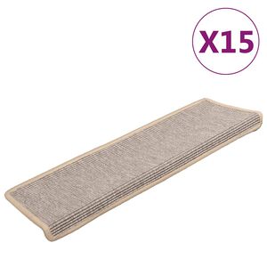 vidaXL Tapis d'escalier 15 pi&egrave;ces 65 x 21 x 4 cm Argent Bord rectangulaire