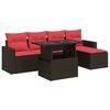 vidaXL Salon de jardin avec coussins 6pcs marron r&eacute;sine tress&eacute;e acacia