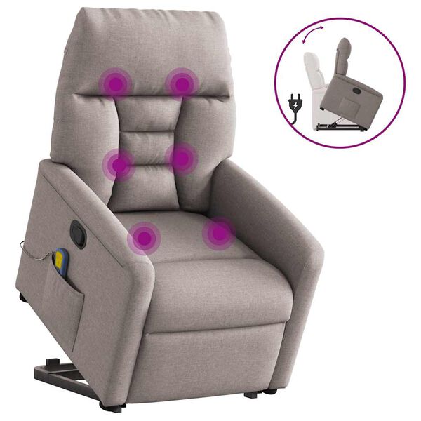 vidaXL Fauteuil inclinable de massage Taupe Tissu