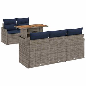 vidaXL Ensemble de canap&eacute; de jardin 6 pc gris et bleu marine