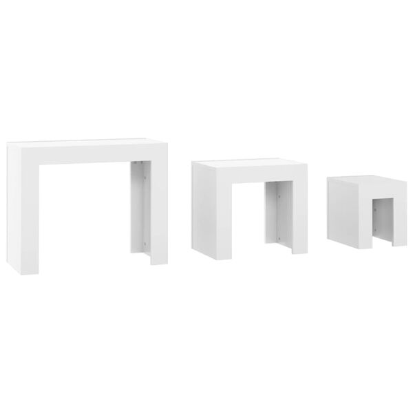 vidaXL Tables basses gigognes 3 pcs Blanc brillant Bois d'ingénierie