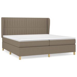 vidaXL Sommier &agrave; lattes de lit avec matelas Taupe 200x200 cm Tissu