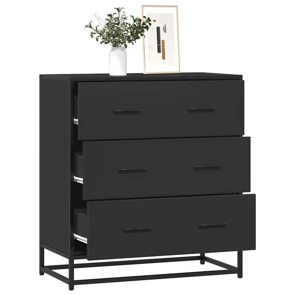 vidaXL Buffet noir 68x35x76 cm bois d'ingénierie et métal