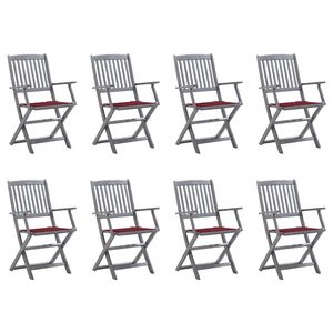 vidaXL Chaises pliables d'ext&eacute;rieur lot de 8 et coussins Bois d'acacia