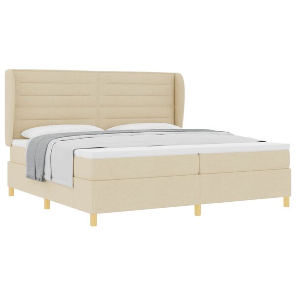 vidaXL Lit &agrave; ressorts avec matelas gris fonc&eacute; 90x190 cm Cr&egrave;me tissu