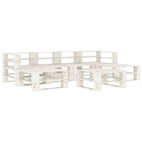 vidaXL Salon de jardin palette 7 pcs Bois Blanc