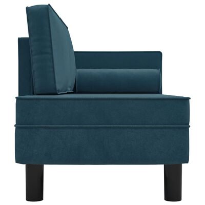 vidaXL Chaise longue avec coussins et traversin bleu velours