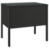 vidaXL Table d'appoint noir 53x37x48 cm poly rotin et verre tremp&eacute;