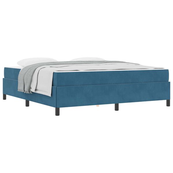 vidaXL Cadre de lit avec matelas Bleu fonc&eacute; 180 x 200 cm tissu
