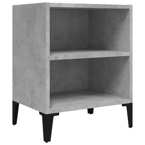 vidaXL Table de chevet avec pieds en m&eacute;tal gris b&eacute;ton 40x30x50 cm