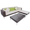 vidaXL Salon de jardin 4 pcs avec coussins R&eacute;sine tress&eacute;e Marron