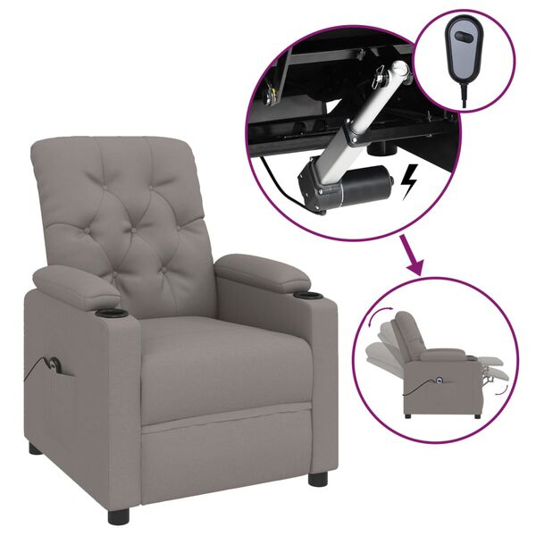 vidaXL Fauteuil inclinable &eacute;lectrique Taupe Tissu