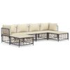 vidaXL Salon de jardin 6 pcs avec coussins anthracite r&eacute;sine tress&eacute;e