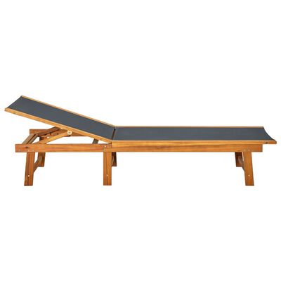 vidaXL Chaise longue avec table Bois d'acacia solide et textilène