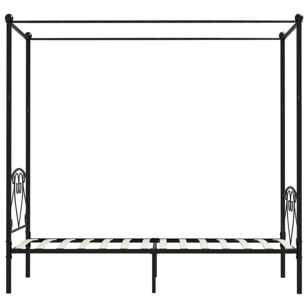 vidaXL Cadre de lit à baldaquin sans matelas noir métal 90x200 cm