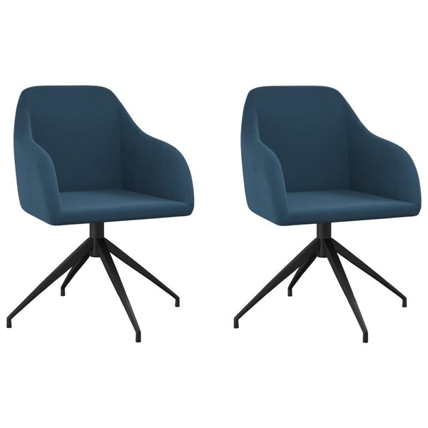 vidaXL Chaises &agrave; manger lot de 2 Bleu Velours