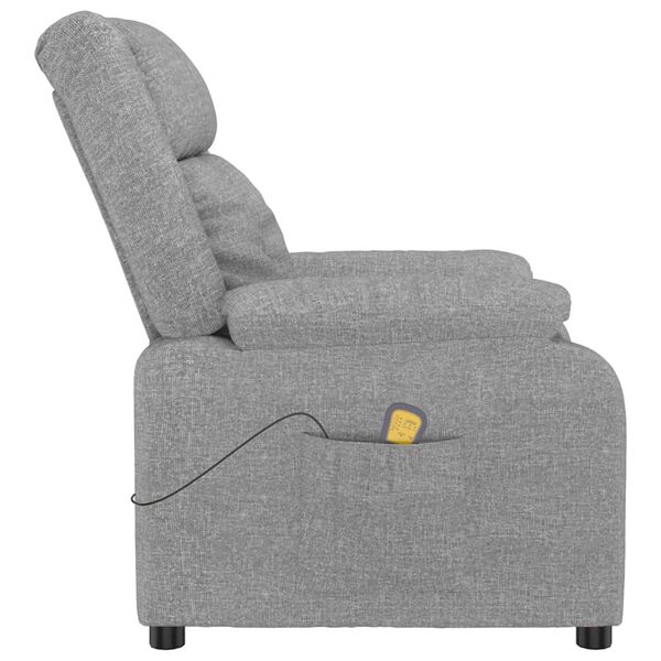 vidaXL Fauteuil de massage Gris clair Tissu