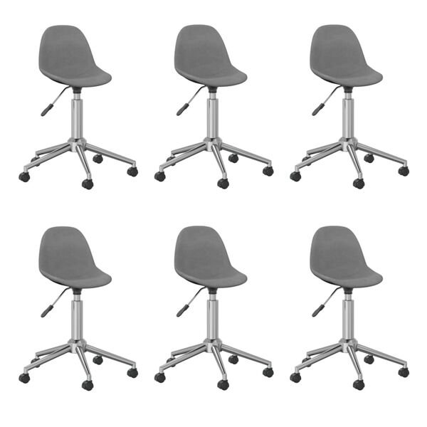vidaXL Chaises pivotantes &agrave; manger lot de 6 Gris clair Tissu