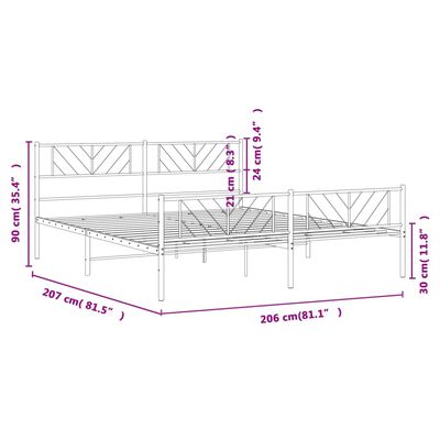 vidaXL Cadre de lit métal sans matelas et pied de lit blanc 200x200 cm