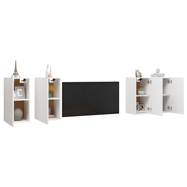 vidaXL Meubles TV 4 pcs Blanc 30,5x30x60 cm Bois d'ingénierie