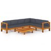 vidaXL Salon de jardin 7 pcs avec coussins gris fonc&eacute; Bois d'acacia
