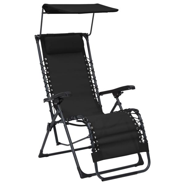 vidaXL Chaises pliables de terrasse lot de 2 Textil&egrave;ne Noir