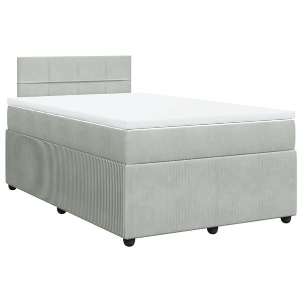 vidaXL Sommier &agrave; lattes de lit et matelas gris clair 120x190cm velours