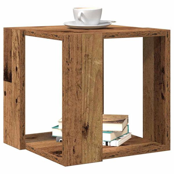 vidaXL Table basse Bois Ancien 32 x 32 x 30 cm Bois d'ing&eacute;nierie