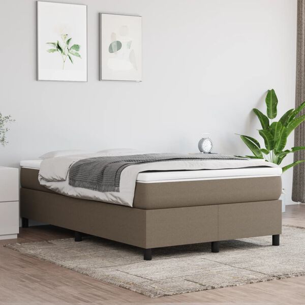 vidaXL Sommier &agrave; lattes de lit avec matelas taupe 120x190 cm tissu