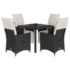 vidaXL Ensemble &agrave; manger de jardin coussins 5pcs Noir R&eacute;sine tress&eacute;e
