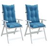 vidaXL Coussins de chaise &agrave; dossier haut lot de 2 bleu m&eacute;lang&eacute; tissu