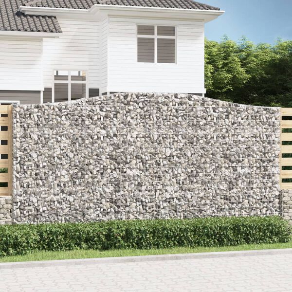 vidaXL Paniers &agrave; gabions arqu&eacute;s 8 pcs 400x50x200/220 cm Fer galvanis&eacute;